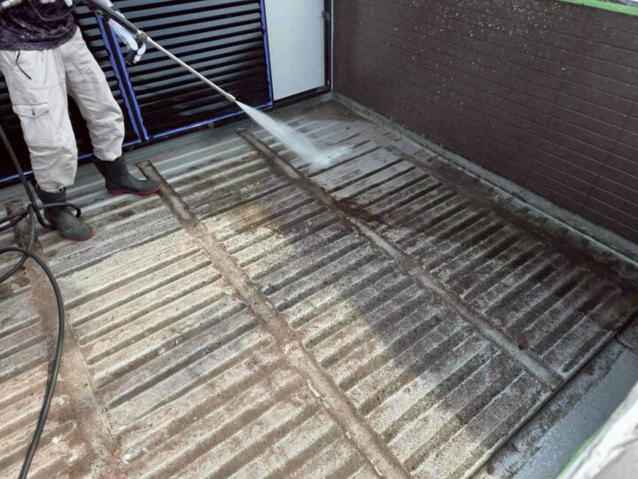 ベランダ高圧洗浄