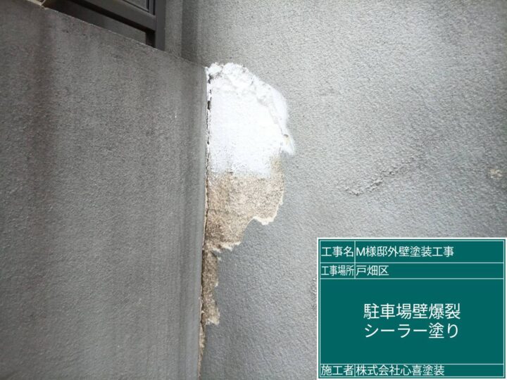 駐車場壁爆裂ｼｰﾗｰ塗り